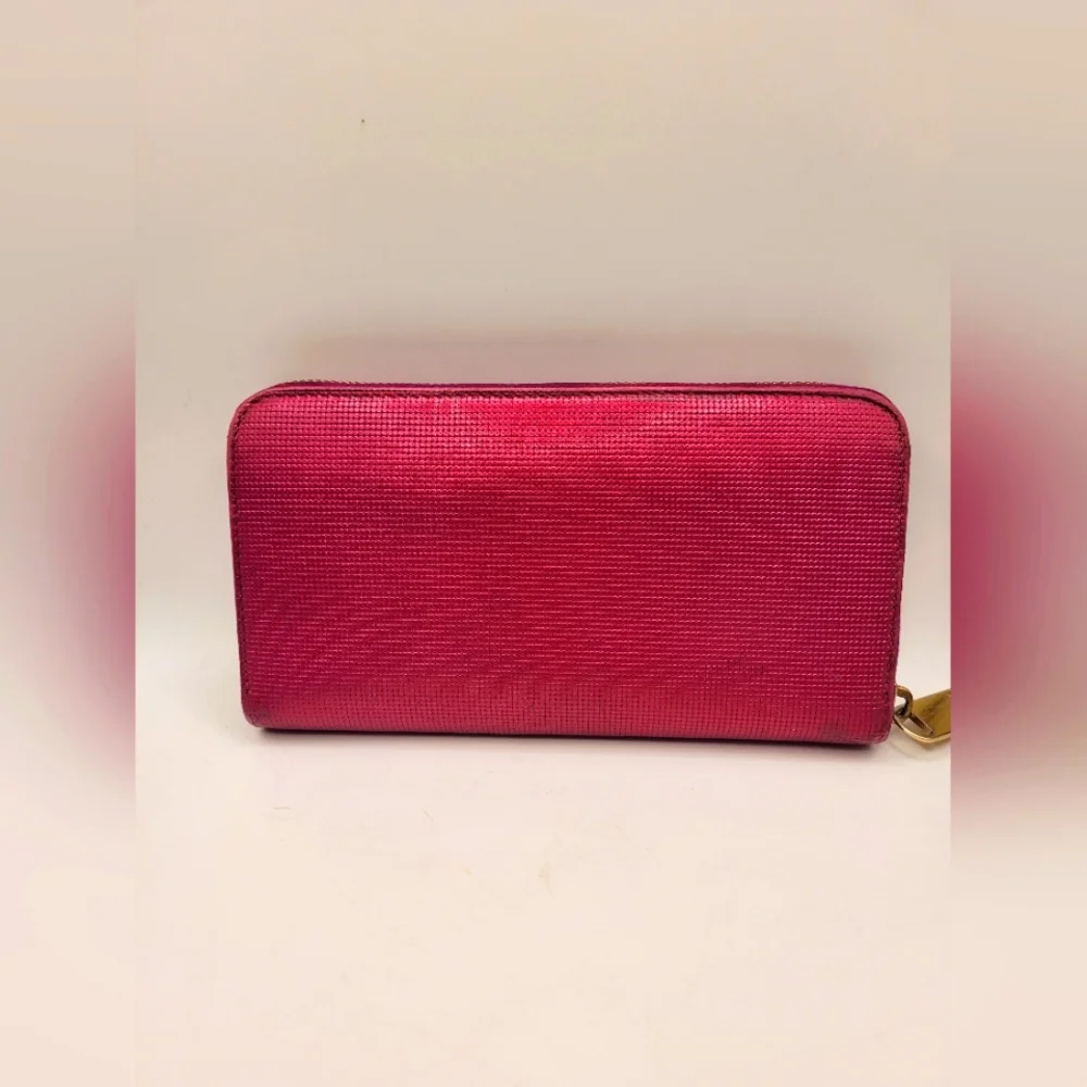 Rare Fendi Metallica Hot Pink Zip Around Wallet
